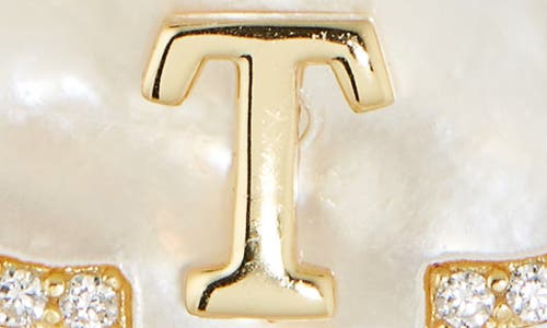 Argento Vivo Sterling Silver Clover Mother-of-pearl Initial Pendant Necklace In Gold