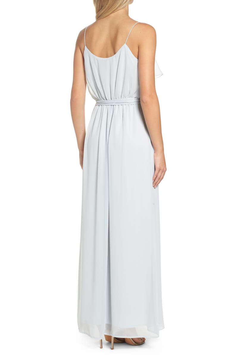 nouvelle AMSALE 'Drew' Ruffle Front Chiffon Gown, Alternate, color,