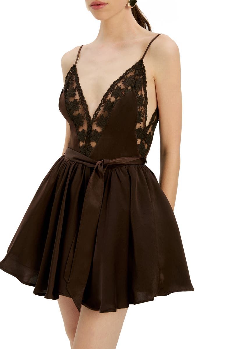 Bardot Natalia Fit & Flare Minidress, Alternate, color, Dark Choco