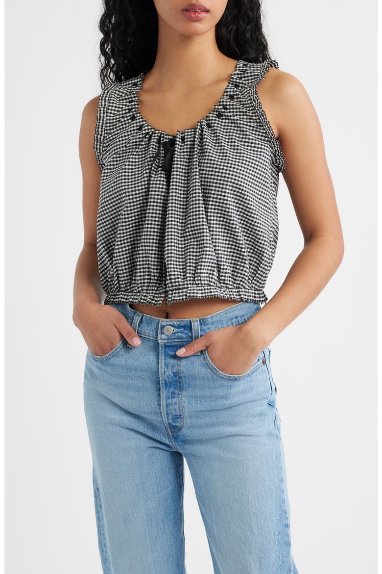 Traveler Organic Cotton Gingham Top, Main, color, NOIR LA MADDALENA GINGHAM