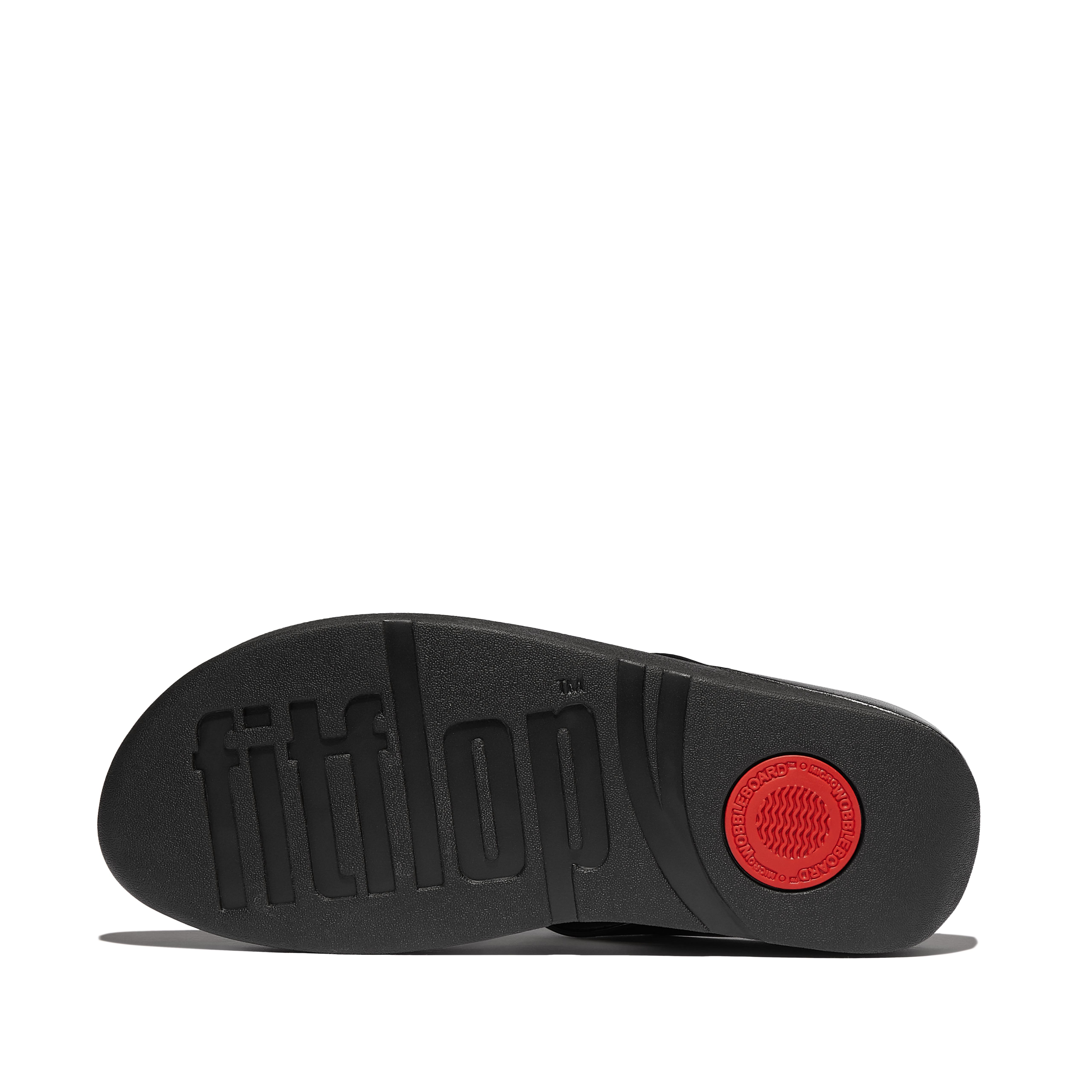 FitFlop Fino Beadie-button metallic toe-post sandals, Alternate, color, Metallic Black