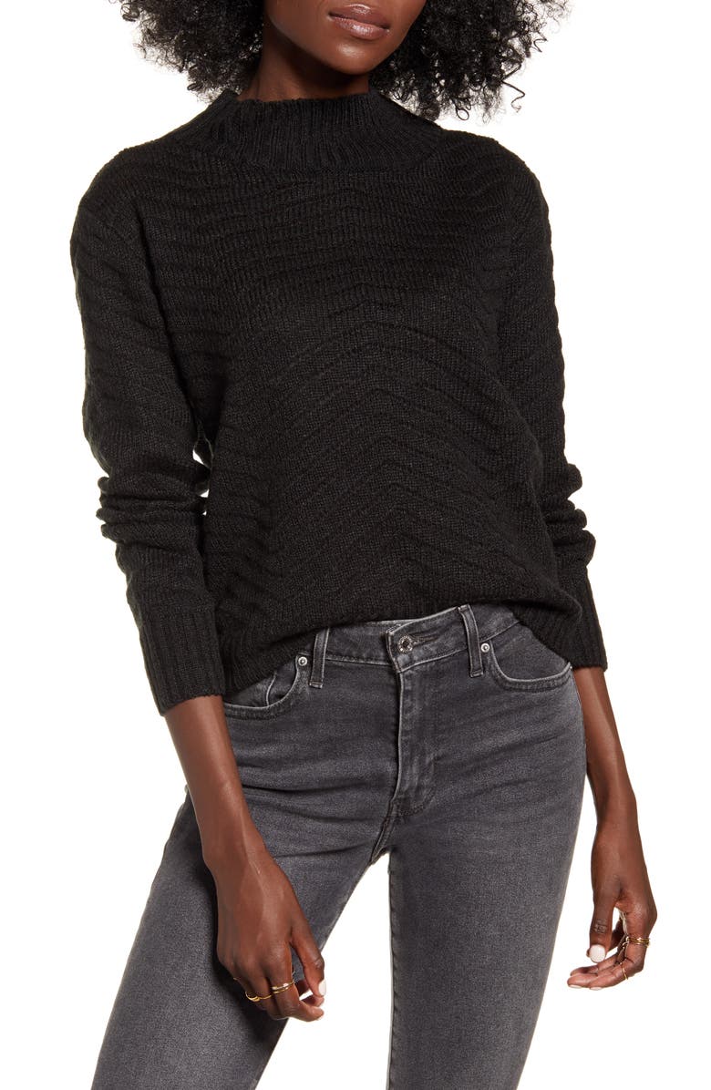 Dreamers by Debut Chevron Stitch Mock Neck Sweater, Main, color,
