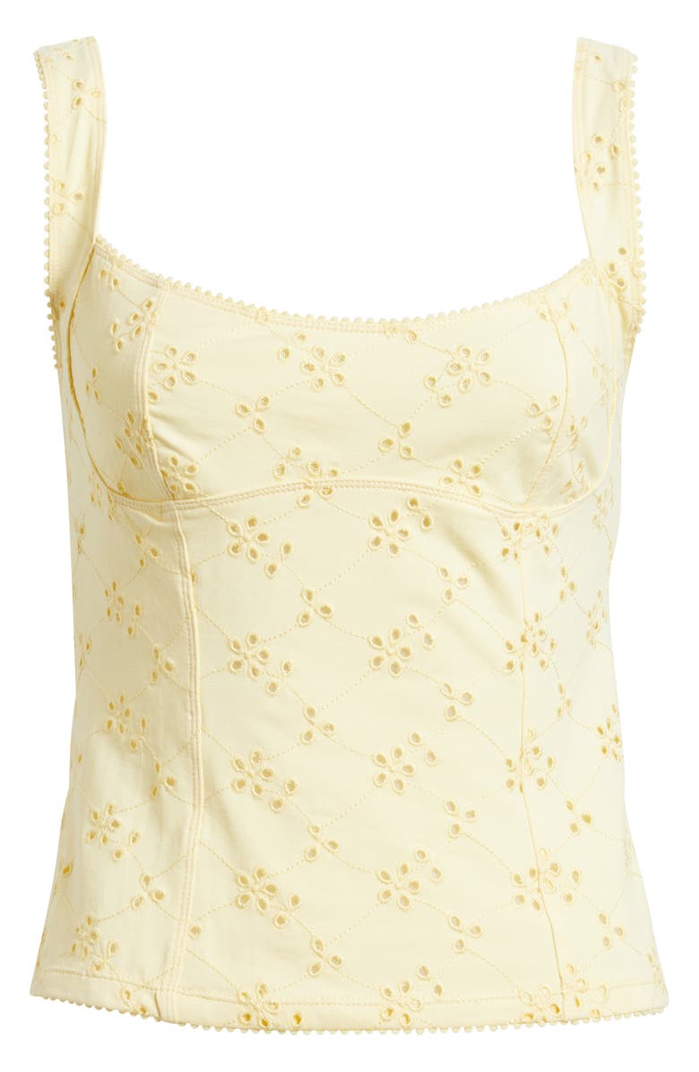 Free People Full Bloom Eyelet Knit Camisole, Alternate, color, Banana Cream
