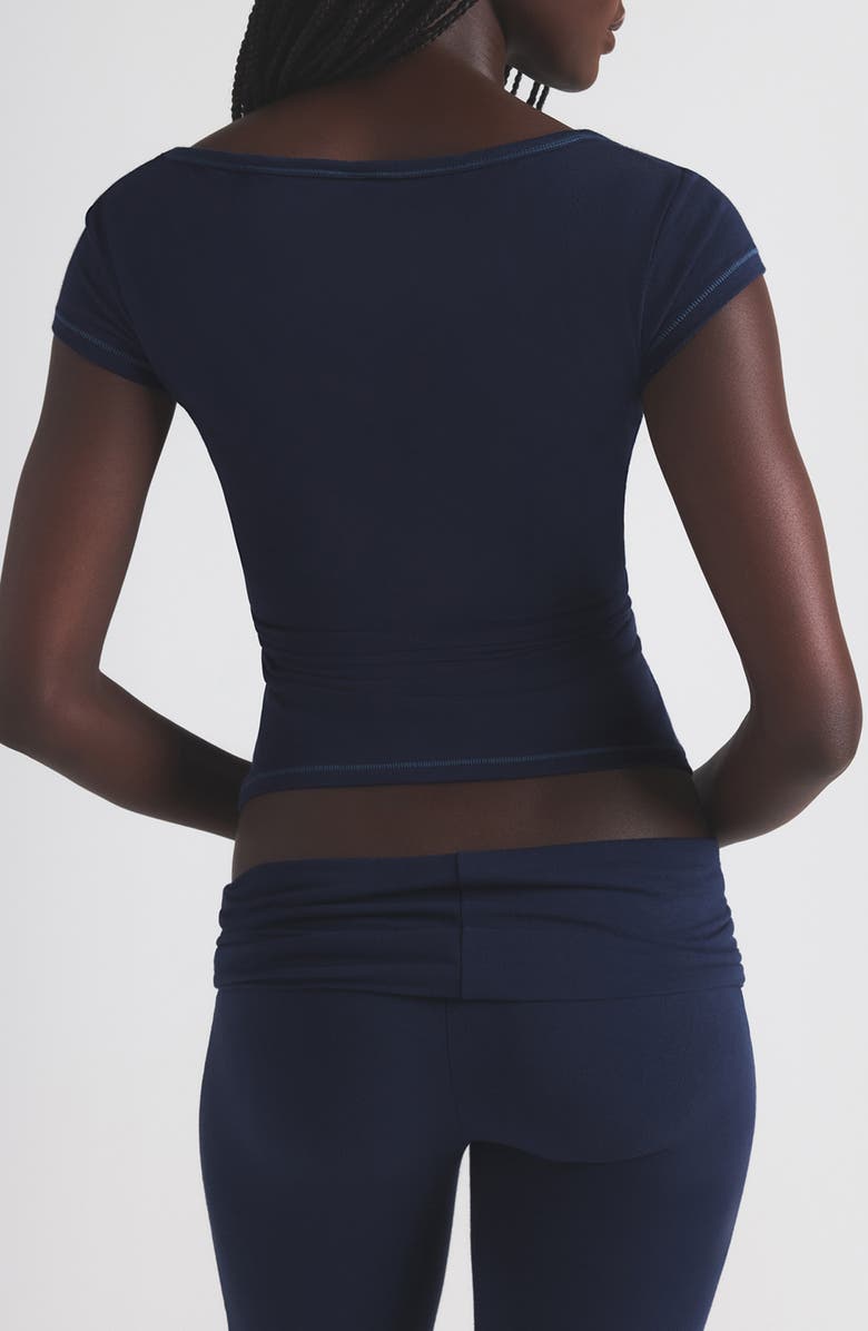 SKIMS Scoop Neck Cotton Blend Jersey T-Shirt, Alternate, color, Navy