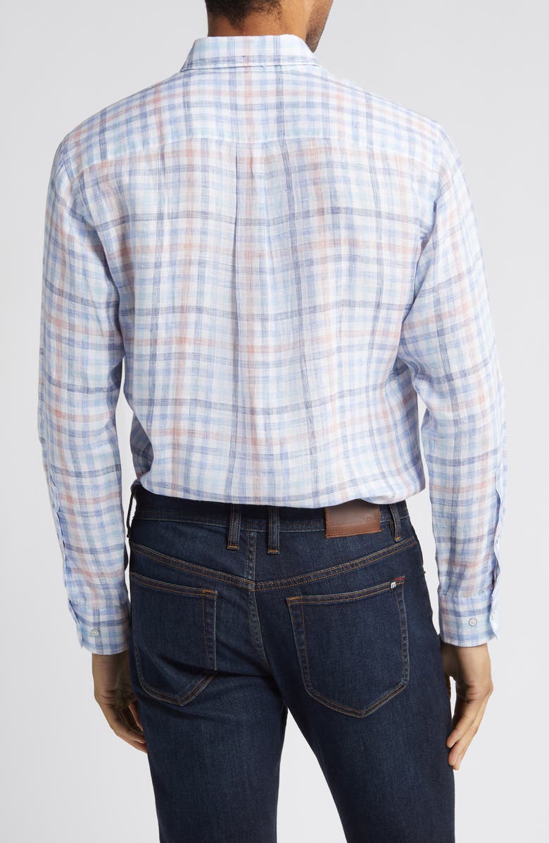 Peter Millar Breakwater Check Linen Button-Up Shirt, Alternate, color, 