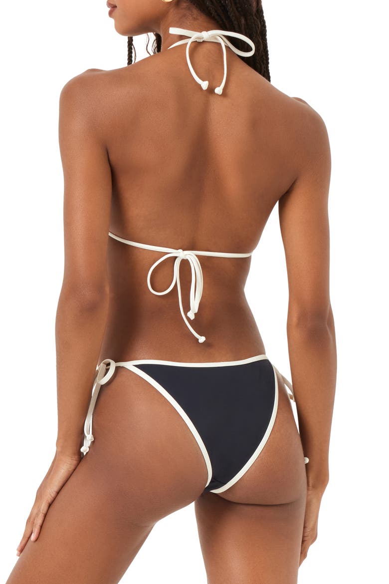 Triangle Bikini Top, Alternate, color, BLACK/ CREAM
