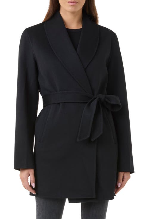 Wool & Cashmere Blend Wrap Coat