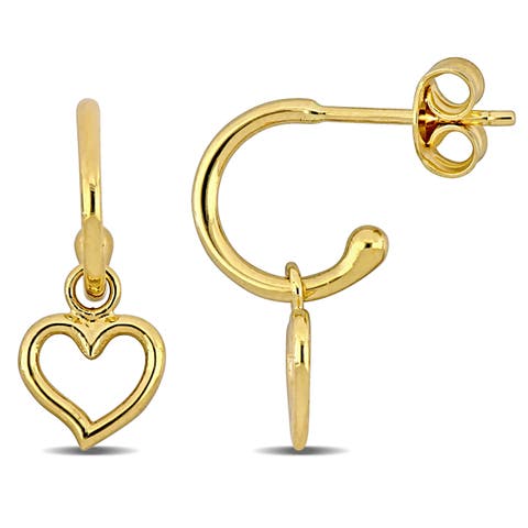 Star/Heart Drop Hoop Earrings 14k Gold