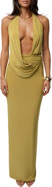 JLUXLABEL Dawn Drape Halter Maxi Dress