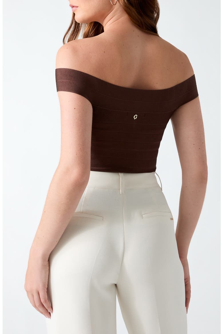 Alexis Off the Shoulder Bandage Top, Alternate, color, BROWN