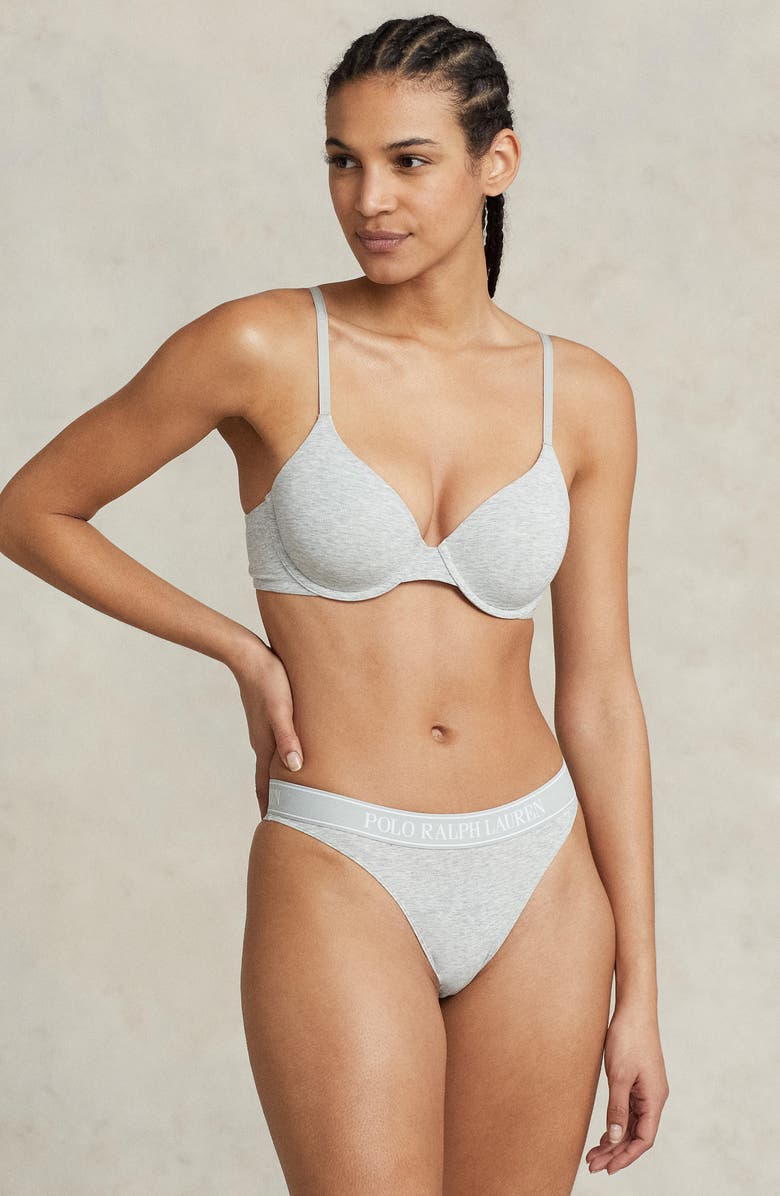 Polo Ralph Lauren Mid Rise Cotton Blend Thong, Alternate, color,