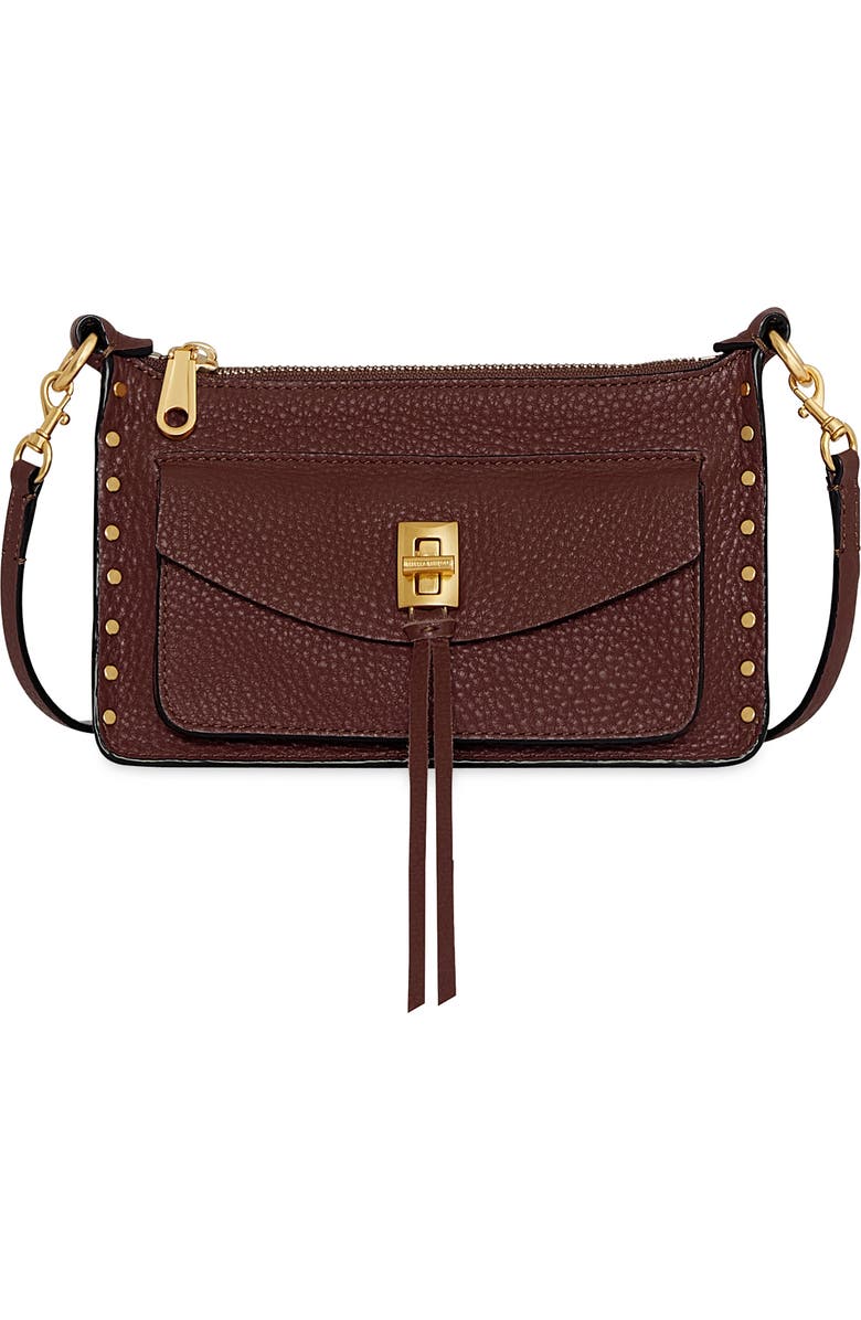 Rebecca Minkoff Mini Darren Leather Crossbody Bag, Main, color, Cherrywood