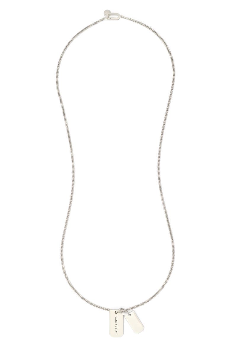 Dog Tag Long Pendant Necklace, Alternate, color, WARM SILVER