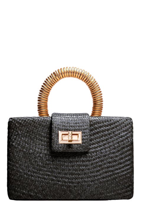 THE GRACIE Woven Buntal Straw Clutch Bag