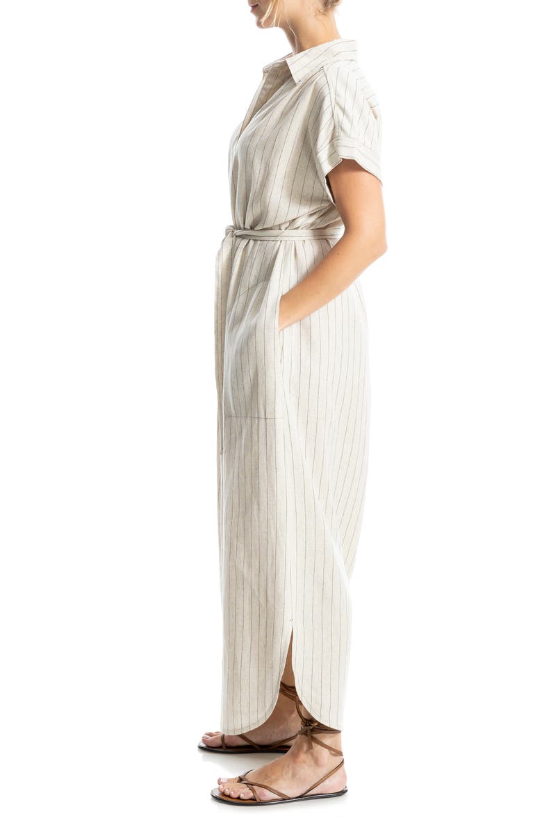 MAX STUDIO Hidden-Button Placket Maxi Shirtdress, Alternate, color, Natural/ Black