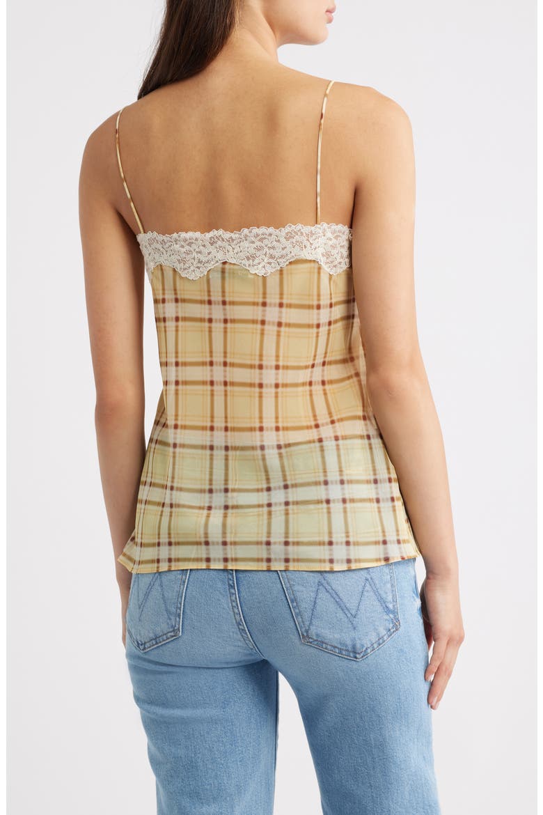 Leire Plaid Lace Trim Top, Alternate, color, YELLOW
