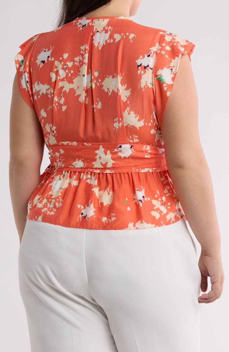 Joie Ashlene Cap Sleeve Peplum Top, Alternate, color, Ember Multi