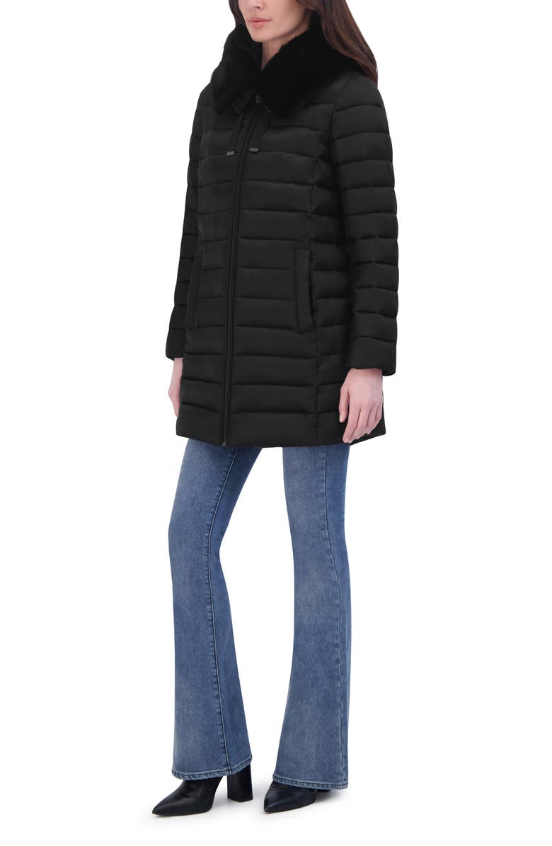 Tahari Reno Faux Fur Trim Puffer Jacket, Alternate, color, 