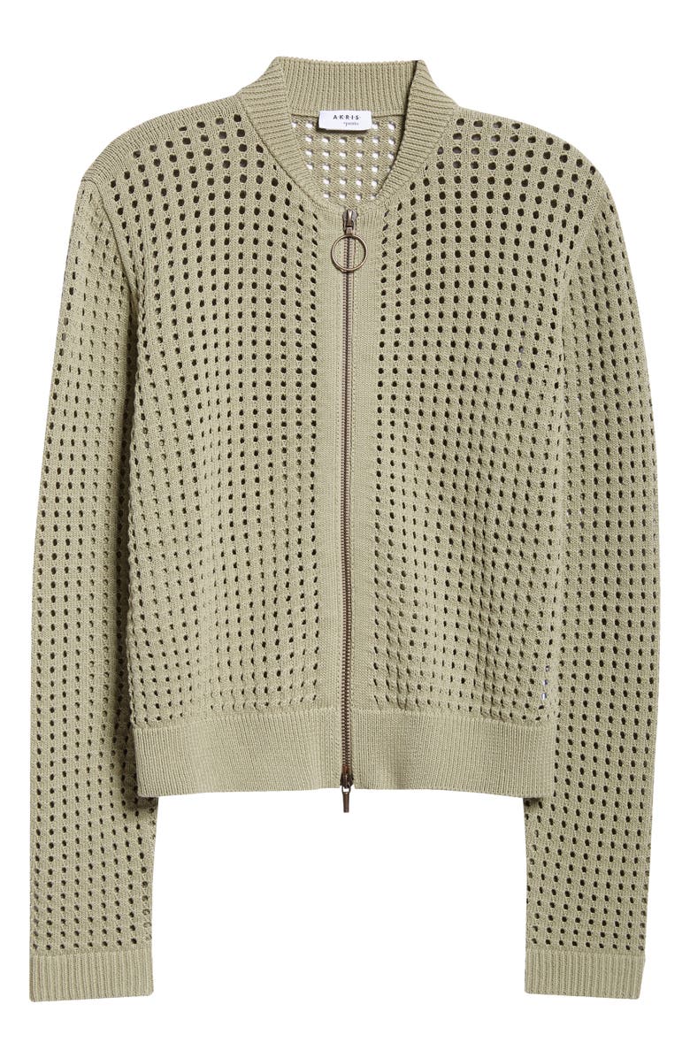 Akris punto Open Stitch Zip Cardigan, Alternate, color, 