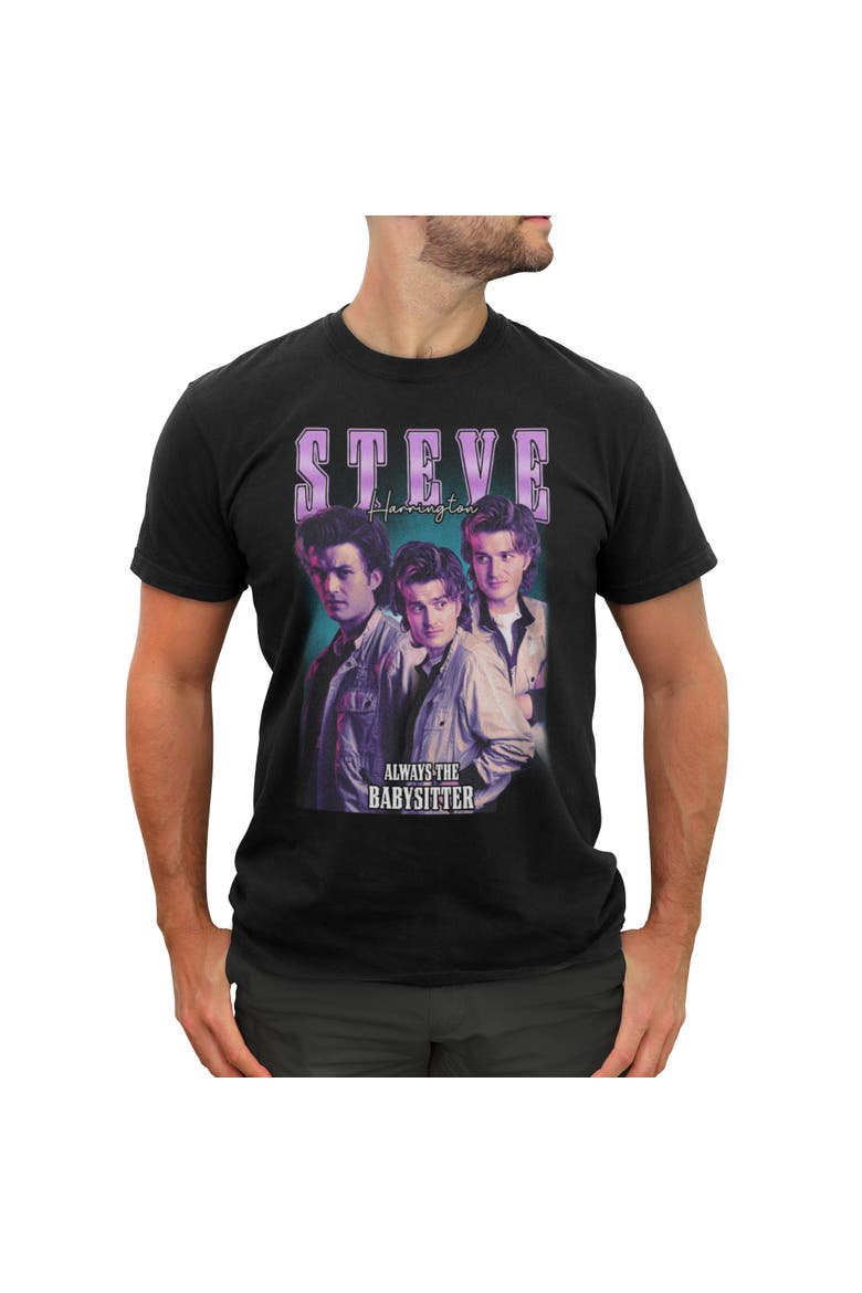 Men's Stranger Things Steve Harrington Collage  Graphic T-Shirt, Main, color, Black