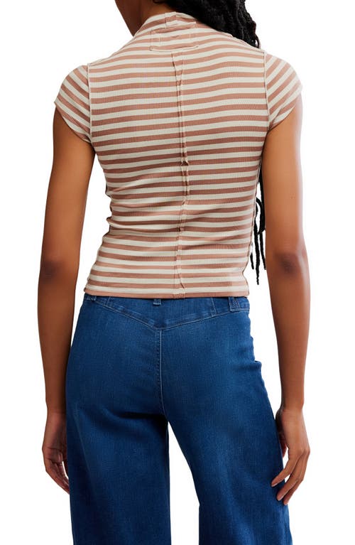 Free People Lola Stripe Funnel Neck Knit Top In Neutral