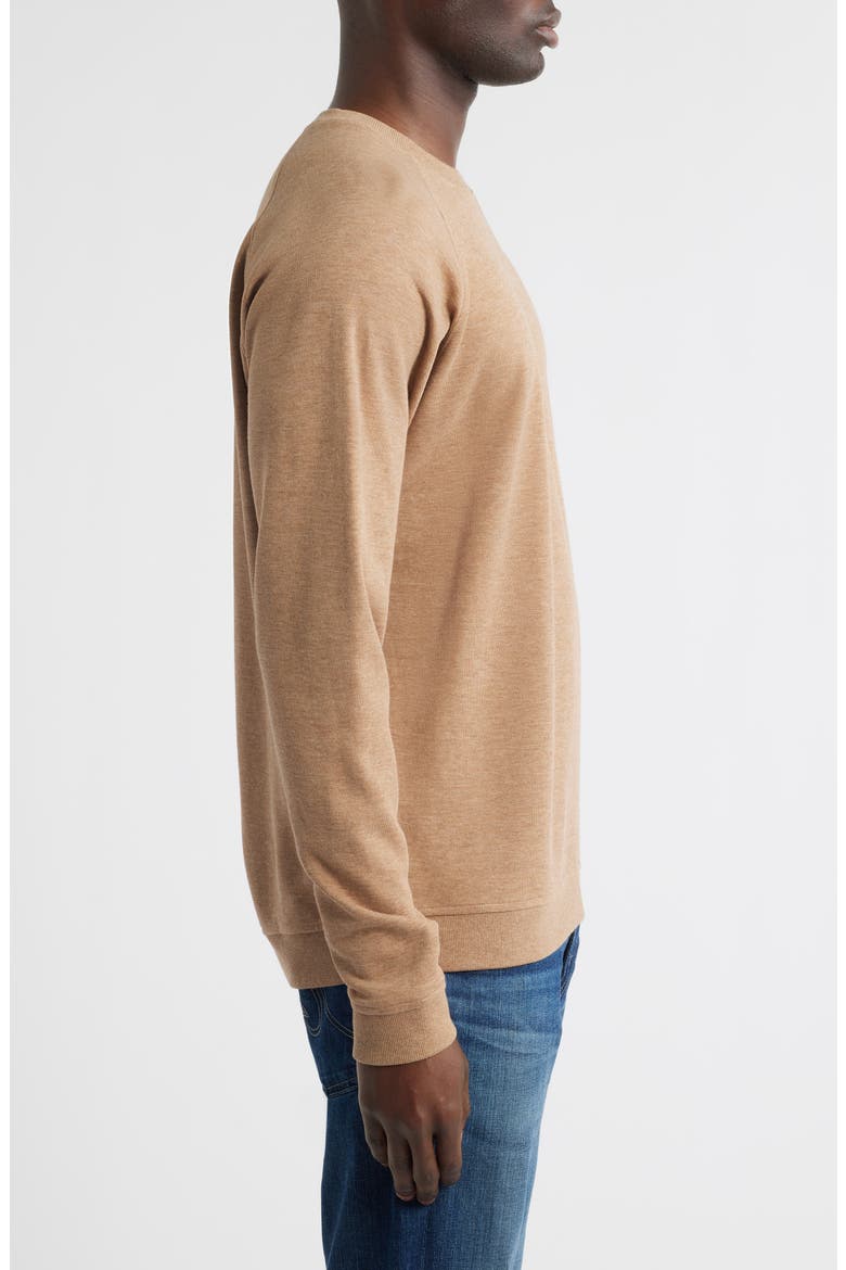 Crown Comfort Cotton Blend Piqué Crewneck Sweatshirt, Alternate, color, CAMEL