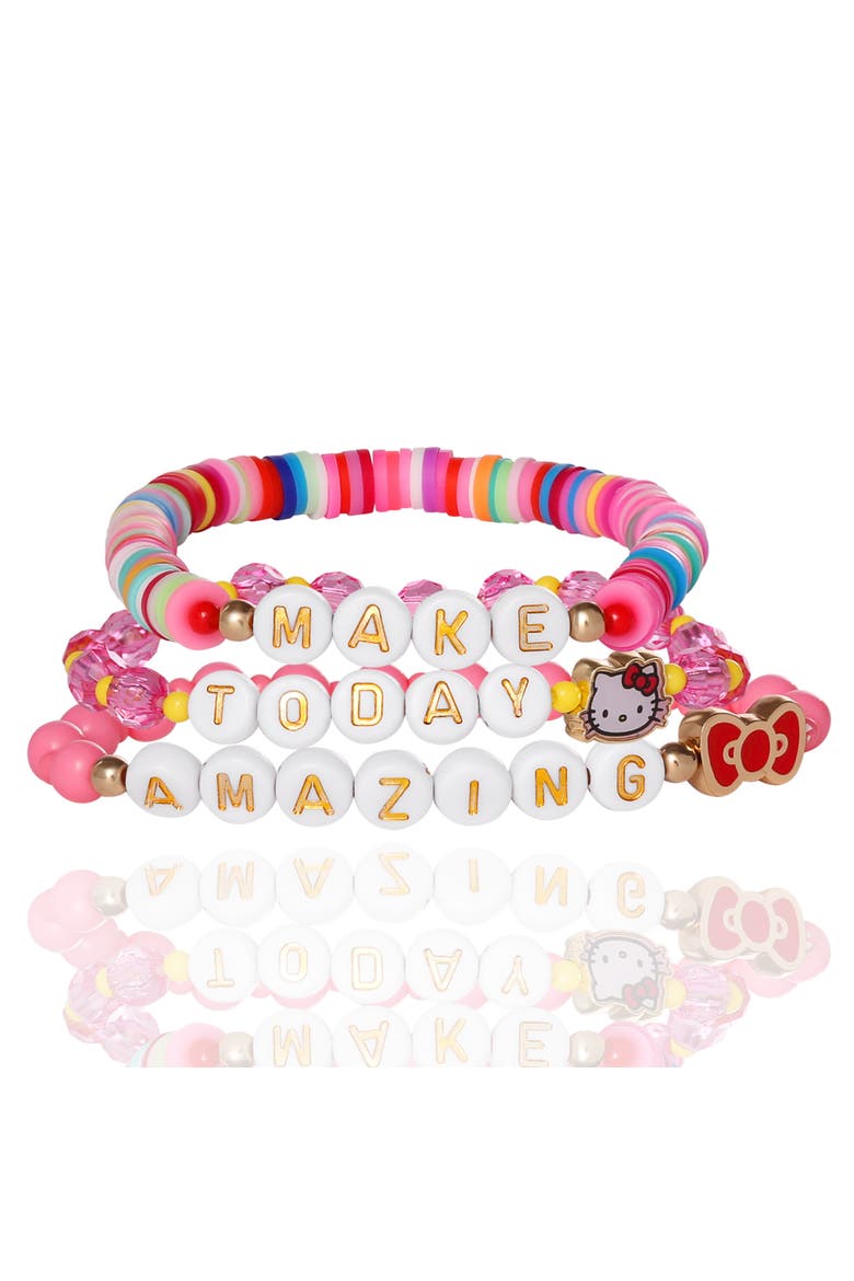 Make Today Amazing Beaded Bracelet Set, Main, color, Yellow Gold, Multicolor