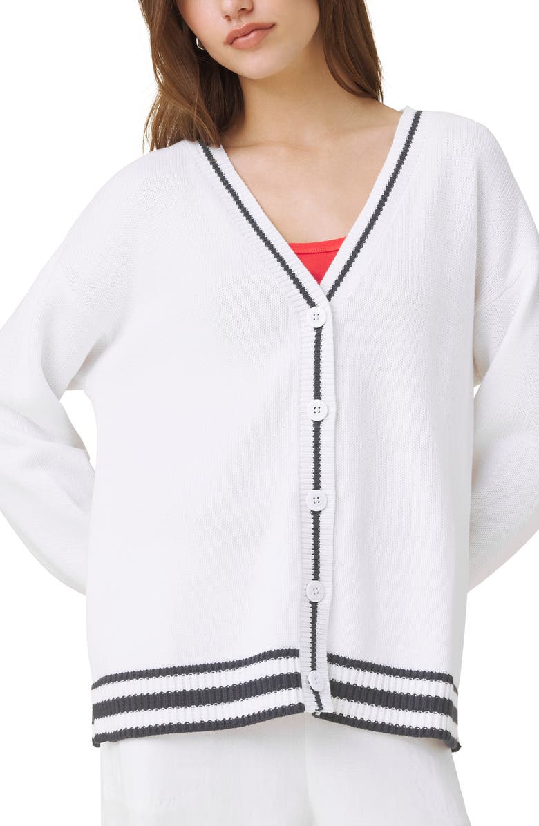 Splendid Catch of the Day Cardigan, Main, color, White/ Navy Blue/ Multi