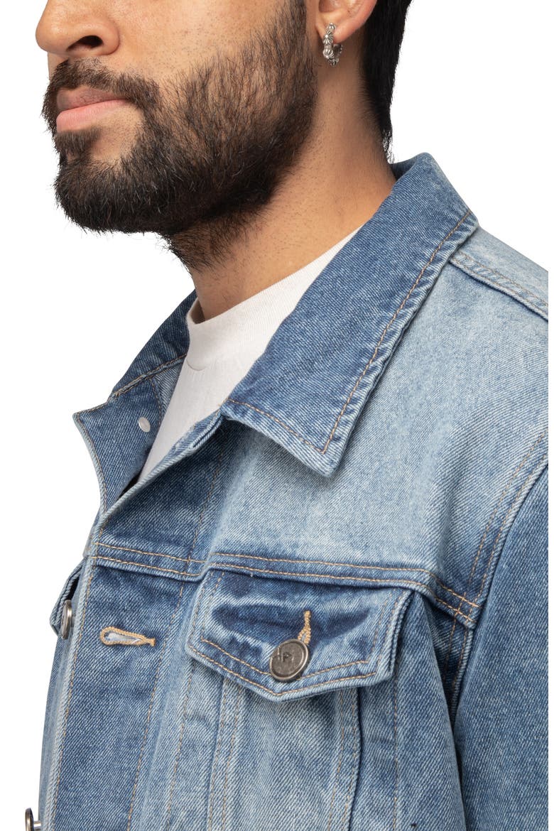 Tiger Chain Patch Denim Jacket, Alternate, color, LIGHT BLUE