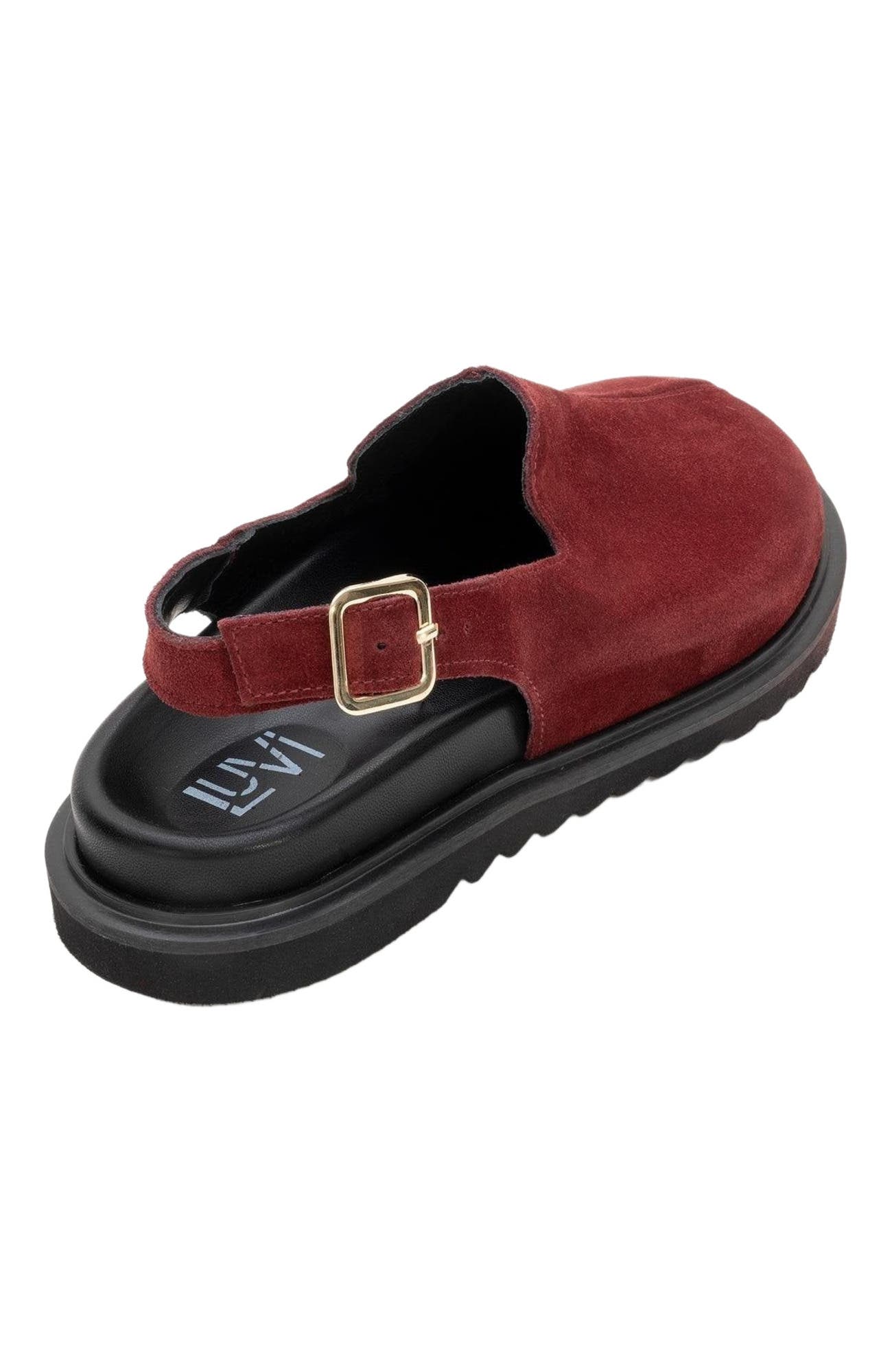 Laby Leather Clogs, Alternate, color, Burgundy Suede Leather
