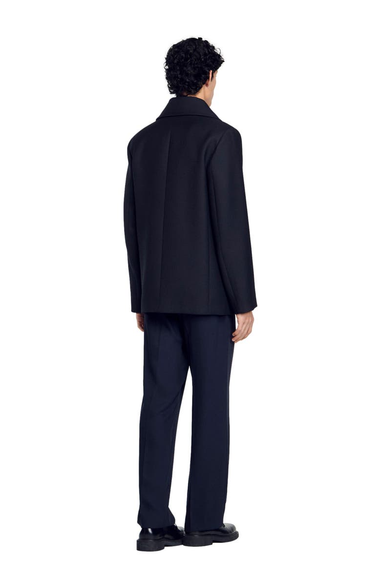 SANDRO Wool blend peacoat, Alternate, color, Navy Blue
