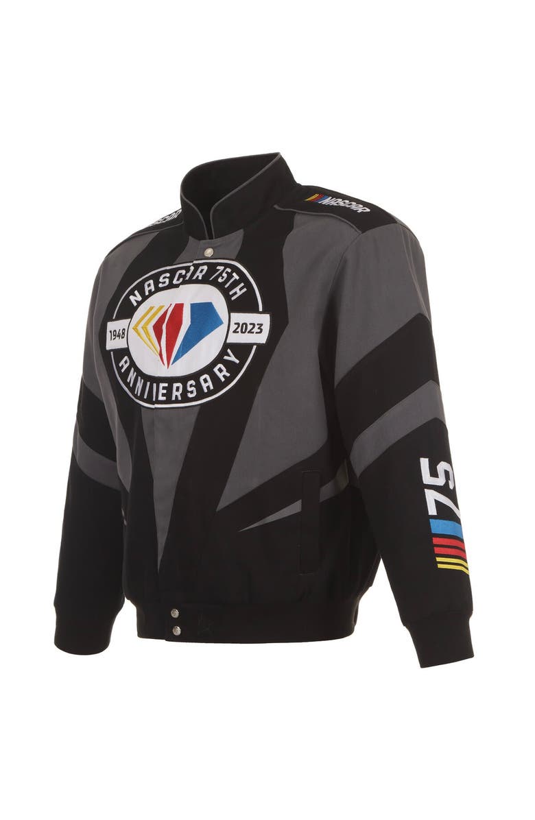 JH DESIGN Men's JH Design Black NASCAR 75th Anniversary Twill Uniform Full-Snap Jacket, Alternate, color,