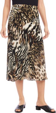 Karen Kane Bias Cut Animal Print Midi Skirt