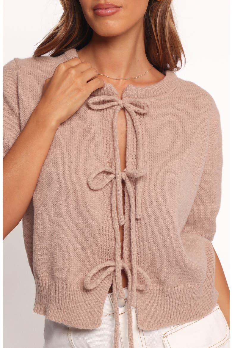 Koskie Tie Front Knit Top, Alternate, color, TAUPE