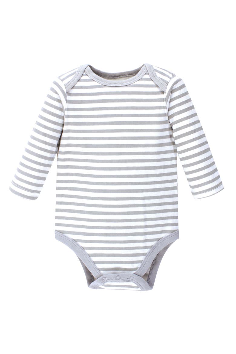 Cotton Long-sleeve Bodysuits 7-pack, Alternate, color, Moon And Back