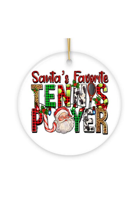Santas Favorite Tennis Player Ceramic Ornament
