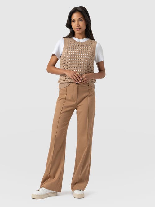 Saint + Sofia Cambridge Tailored Wide Leg Pant In Brown