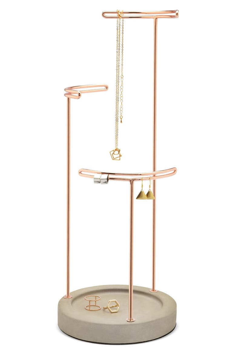 'Tesora' Jewelry Tree, Main, color, CONCRETE/ COPPER