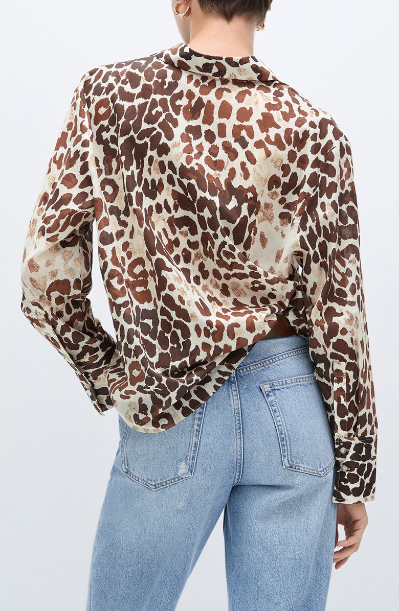 MANGO Floral Cotton Button-Up Shirt, Alternate, color, 