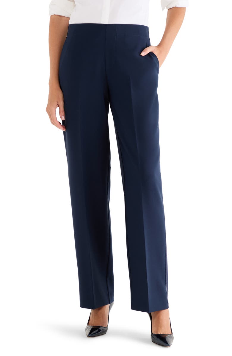 NIC+ZOE Lenox Accent Stitch Wide Leg Stretch Pants, Main, color, Dark Indigo