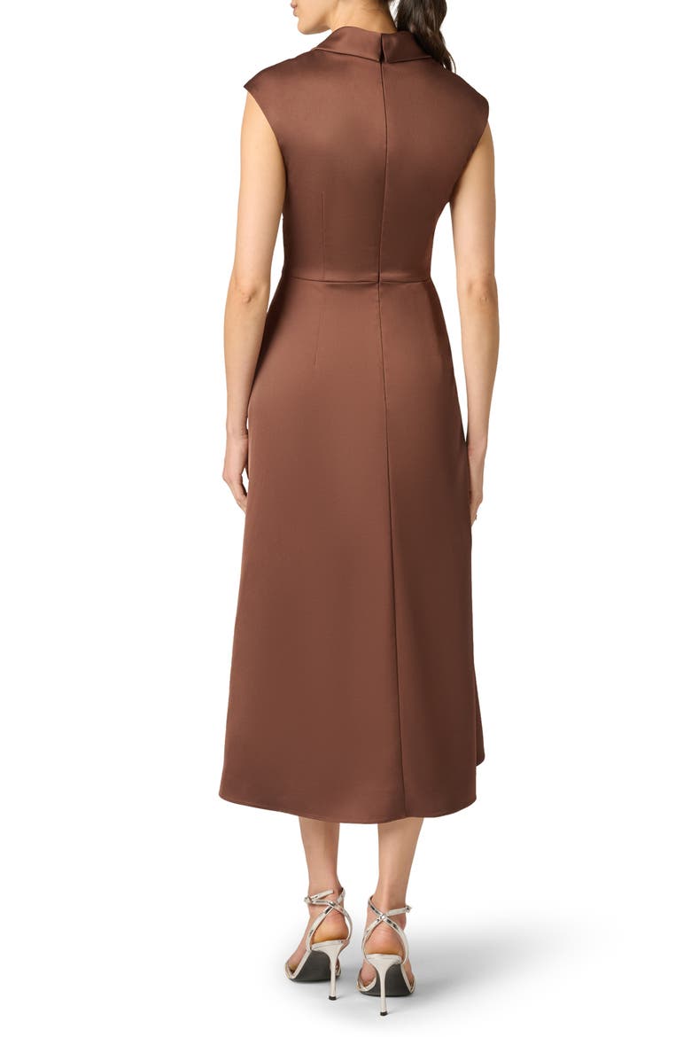 Crepe Back Satin Midi Dress, Alternate, color, ESPRESSO