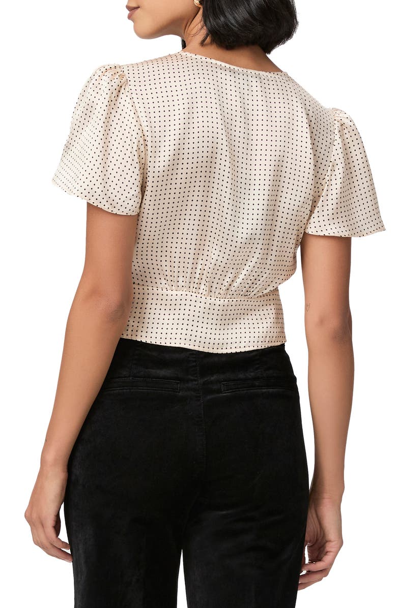 PAIGE Miso Polka Dot Crop Button Front Silk Top, Alternate, color,