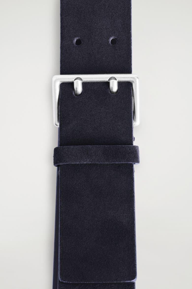Double-Prong Suede Belt, Alternate, color, NAVY