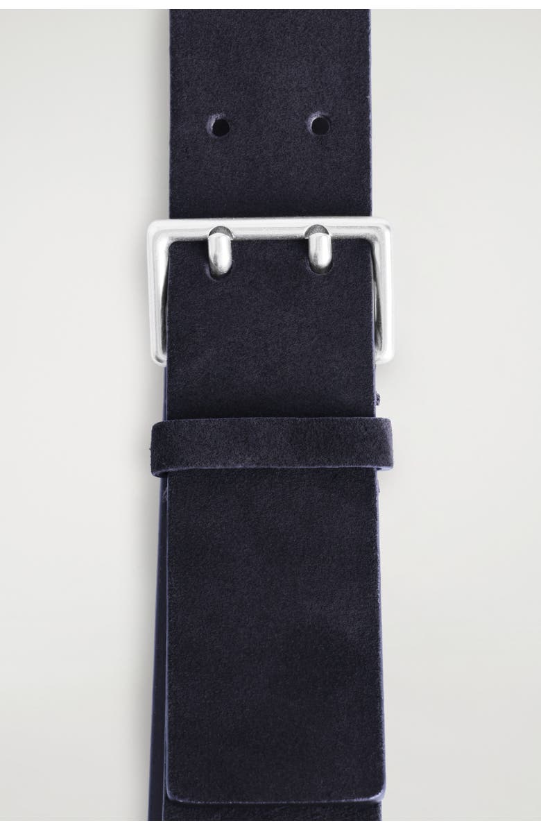 COS Double-Prong Suede Belt, Alternate, color, Navy