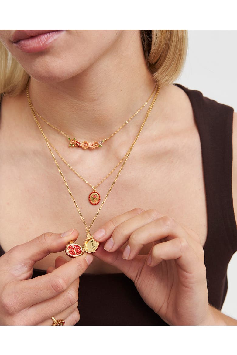 Pomegranante Locket Necklace, Alternate, color, Gold