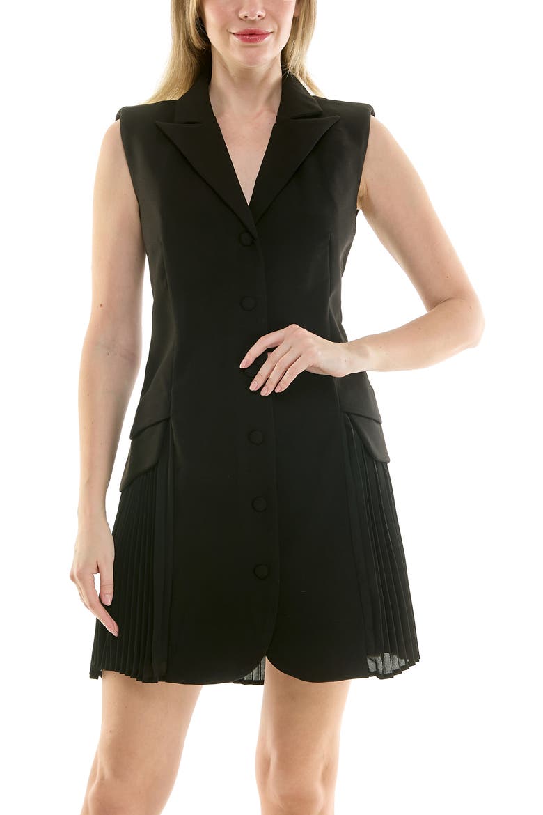 Sleeveless Jacket Dress, Alternate, color, VERY BLACK