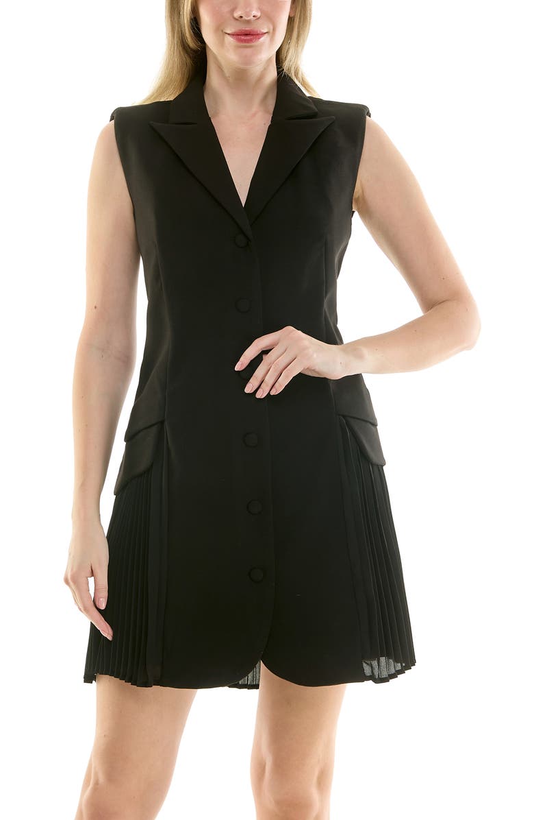 Nicole Miller Sleeveless Jacket Dress, Alternate, color, Very Black