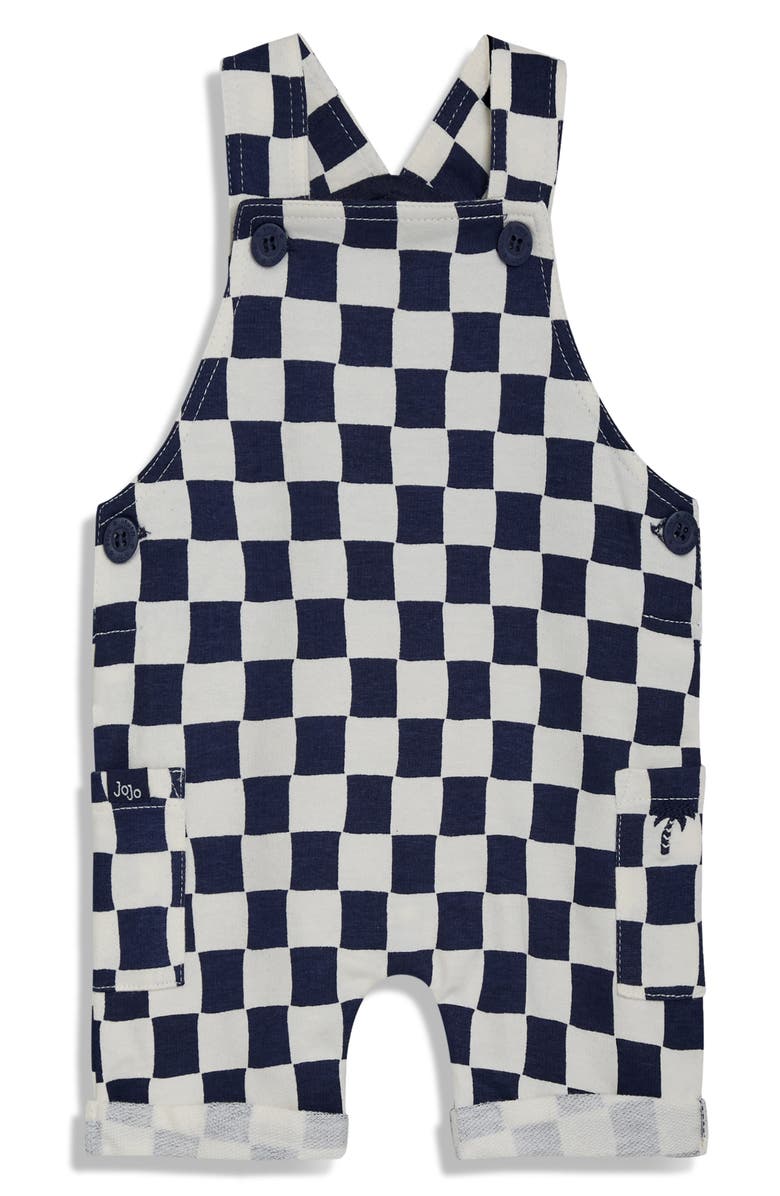 JOJO MAMAN BEBE Checkerboard Cotton Shirt & Overalls Set, Alternate, color, Navy