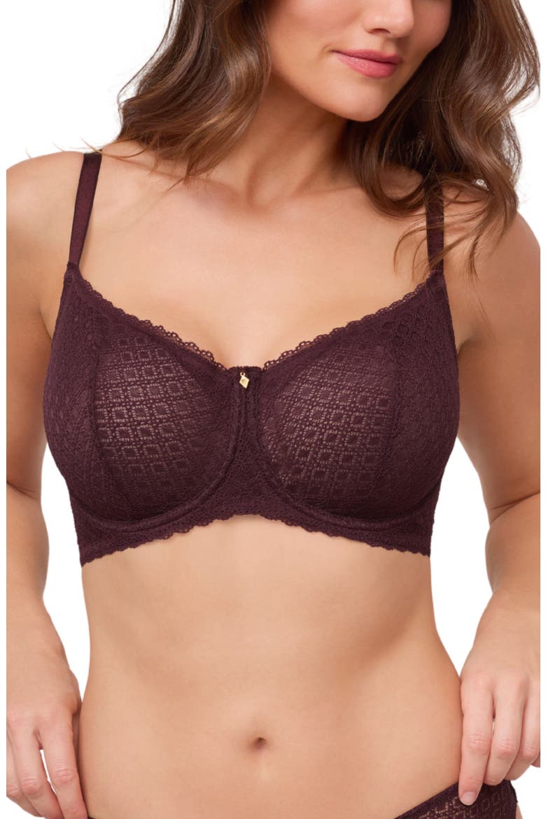 Flirt Lace Underwire Demi Bra, Main, color, FUDGE