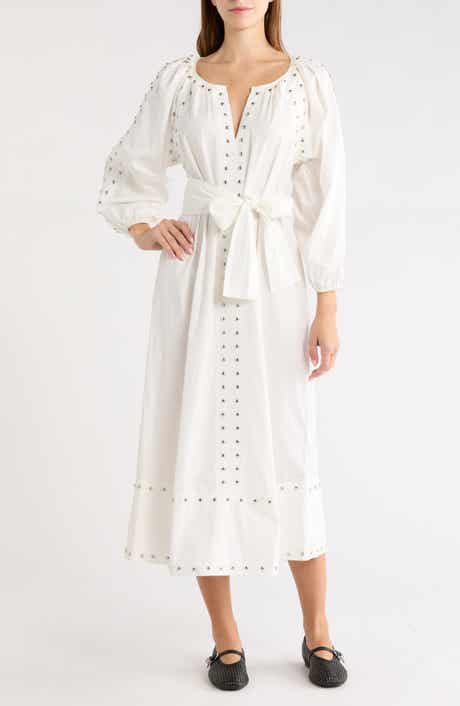 Bodega Studded Cotton Midi Dress